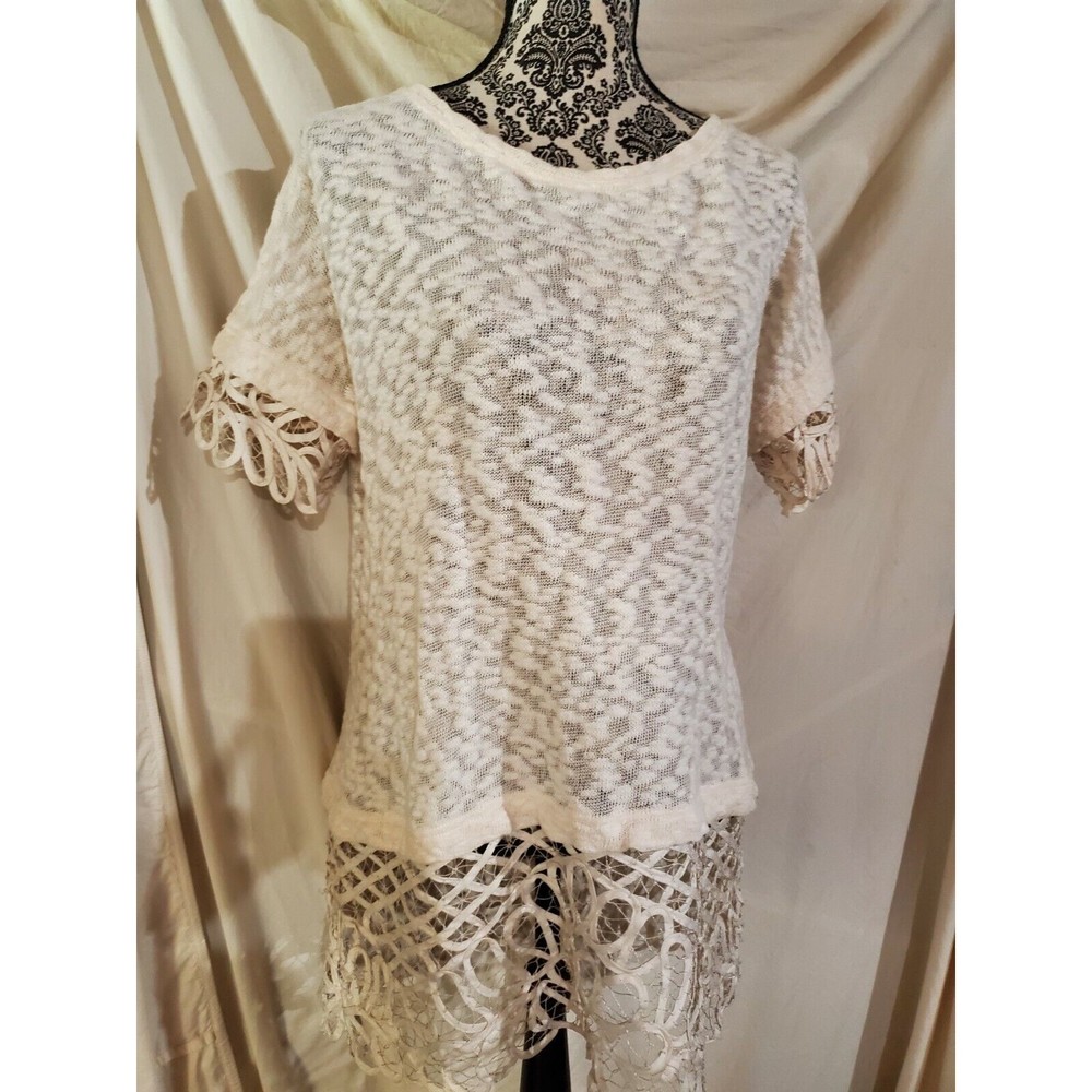 ANTHROPOLOGIE Saturday Sunday Spalliera Cream Lace Tunic Top Women’s Medium M